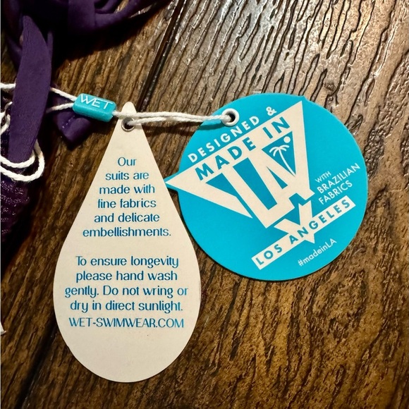 WET  Swimwear Slinky Glitter Halter Swim Top in Eggplant color Size Small NWT - Picture 5 of 8